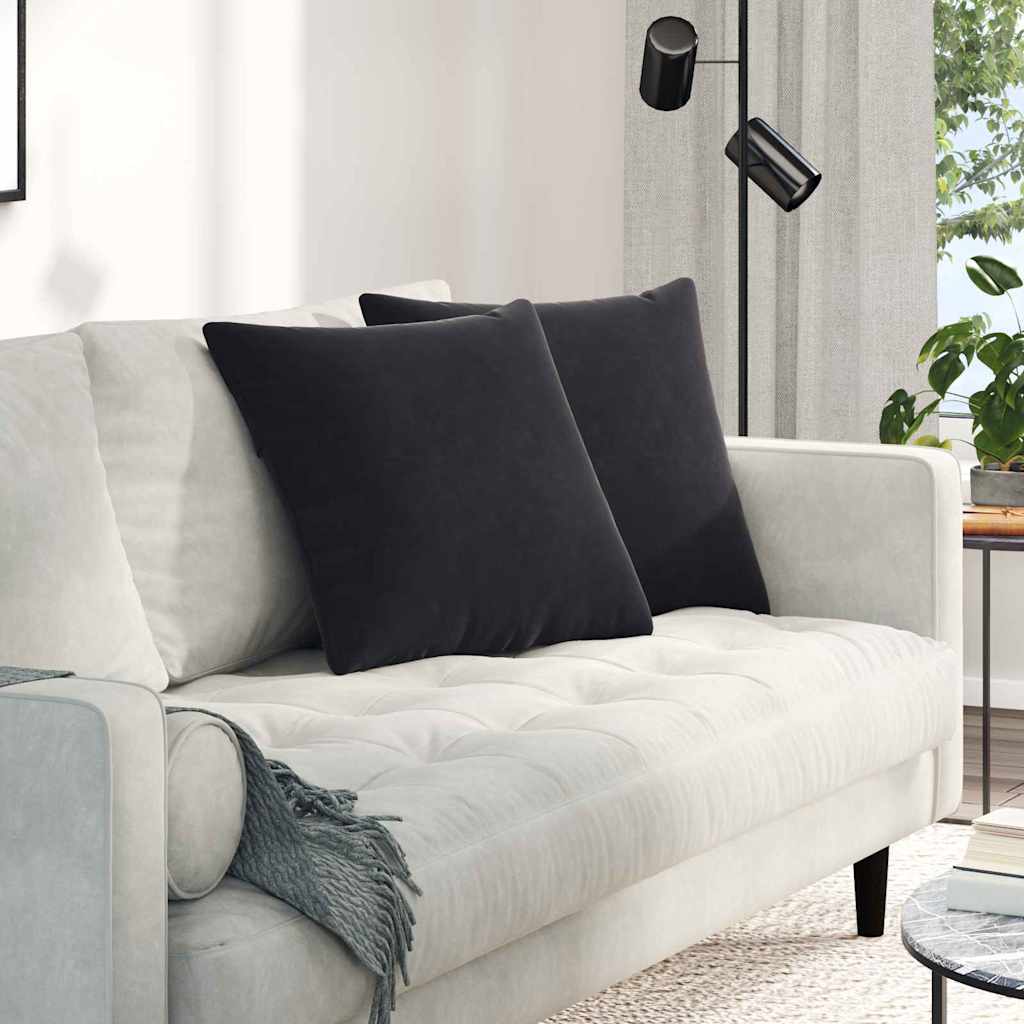 Cuscini da Divano 2 pcs Nero 50 x 50 cm Tessuto in Cords