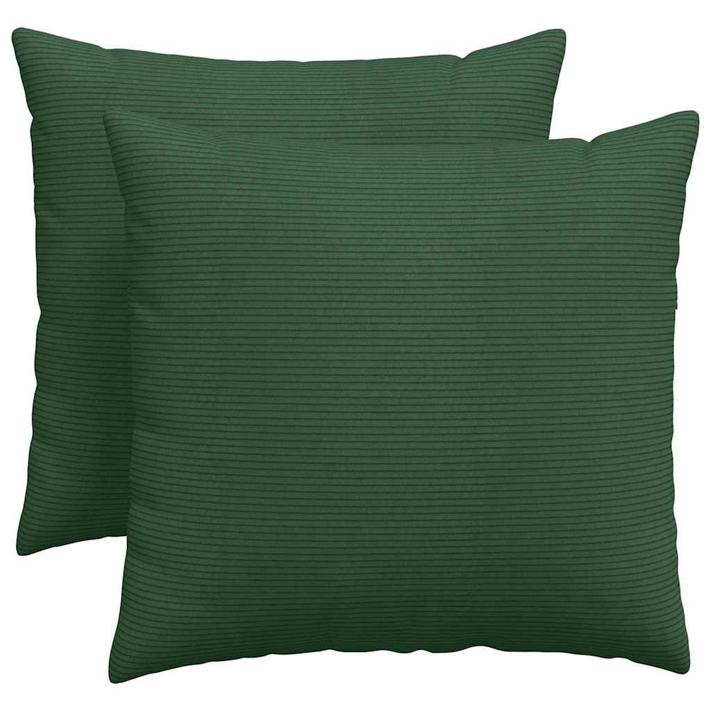 Cuscini da Divano 2 pcs Verde Scuro 50 x 50 cm Tessuto in Cords
