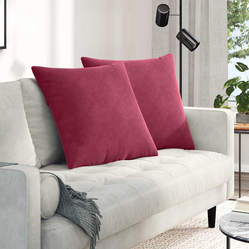 Cuscini da Divano 2 pcs Rosso Vino 60 x 60 cm Tessuto in Cords
