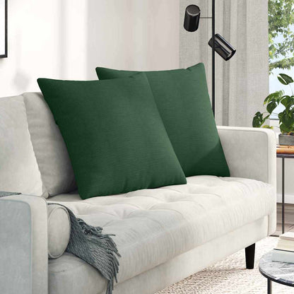Cuscini da Divano 2 pcs Verde Scuro 60 x 60 cm Tessuto in Cords