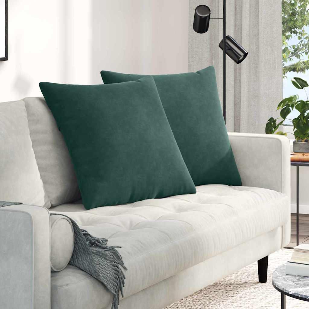 Cuscini da Divano 2 pcs Verde Scuro 80 x 80 cm Tessuto in Cords