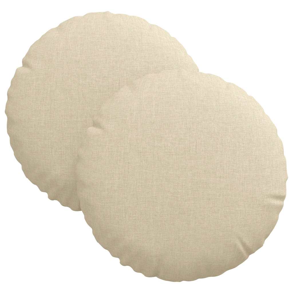 Cuscini per Seduta 2 pcs Crema Ã˜30 x 13 cm Tessuto