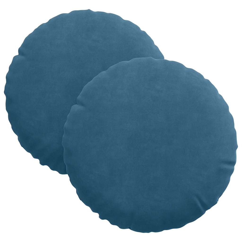 Cuscini per Seduta 2 pcs Blu Ã˜ 40 x 13 cm Velluto