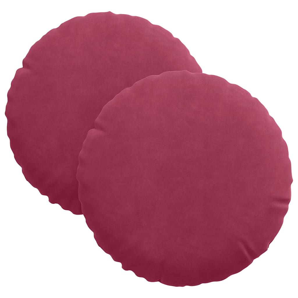 Cuscini per Seduta 2 pcs Rosso Vino Ã˜ 40 x 13 cm Velluto