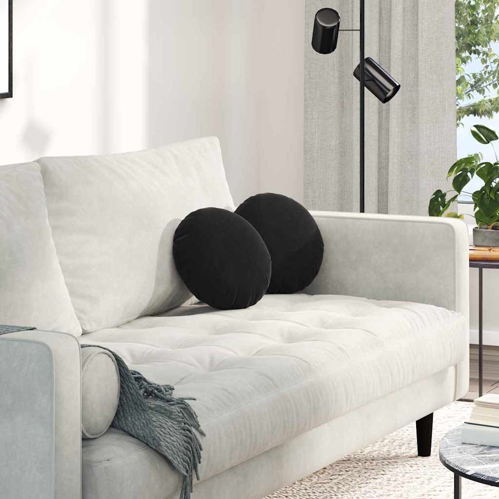 Cuscini per Seduta 2 pcs Nero Ã˜ 40 x 13 cm Velluto