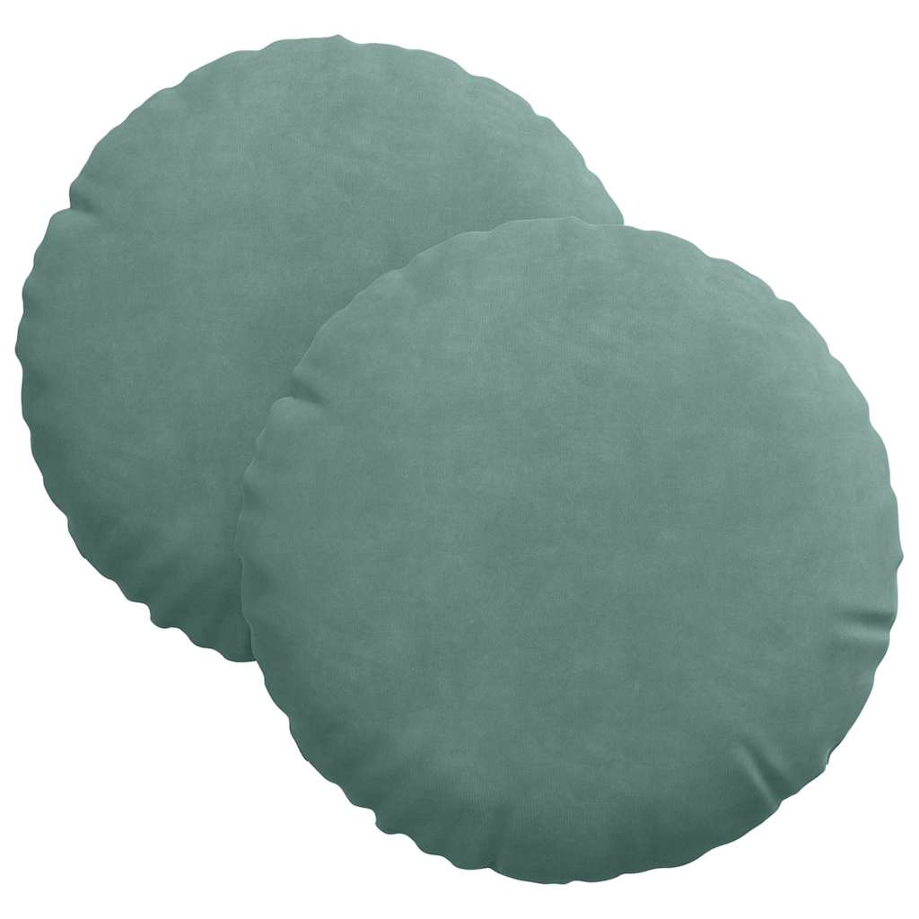 Cuscini per Seduta 2 pcs Verde Mare Ã˜ 40 x 13 cm Velluto