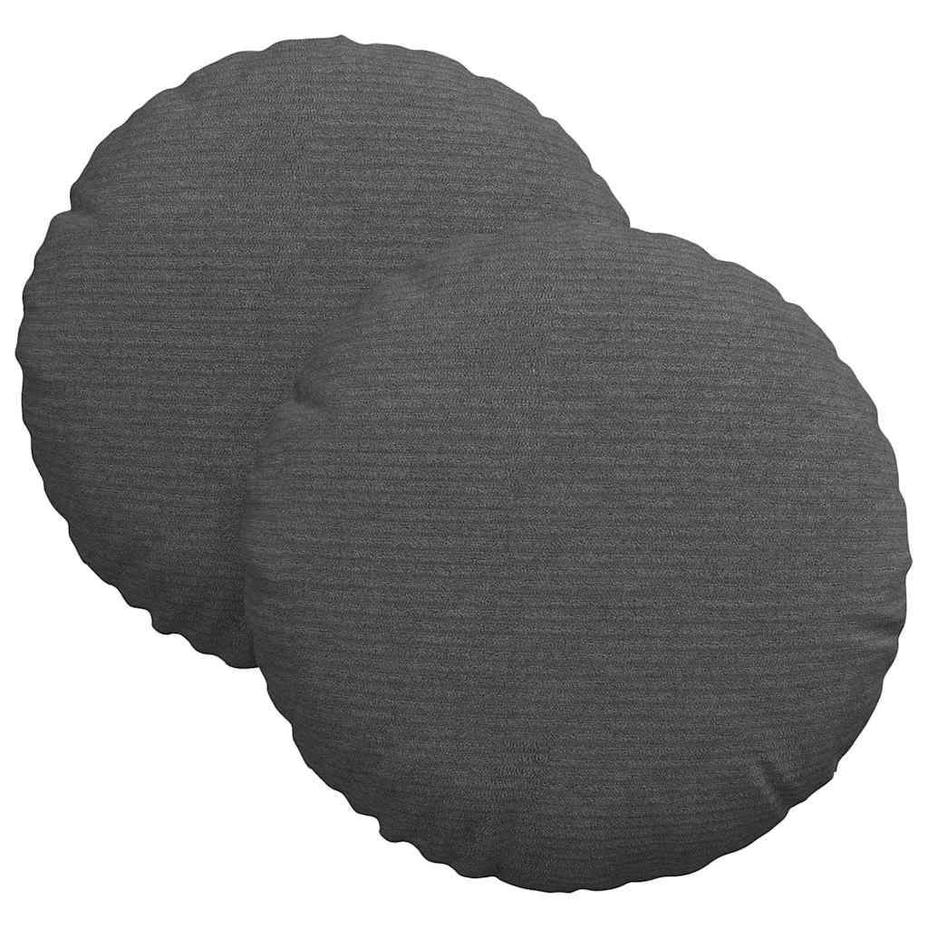 Cuscini per Seduta 2 pcs Grigio scuro Ã˜ 30 cm Tessuto in Cords