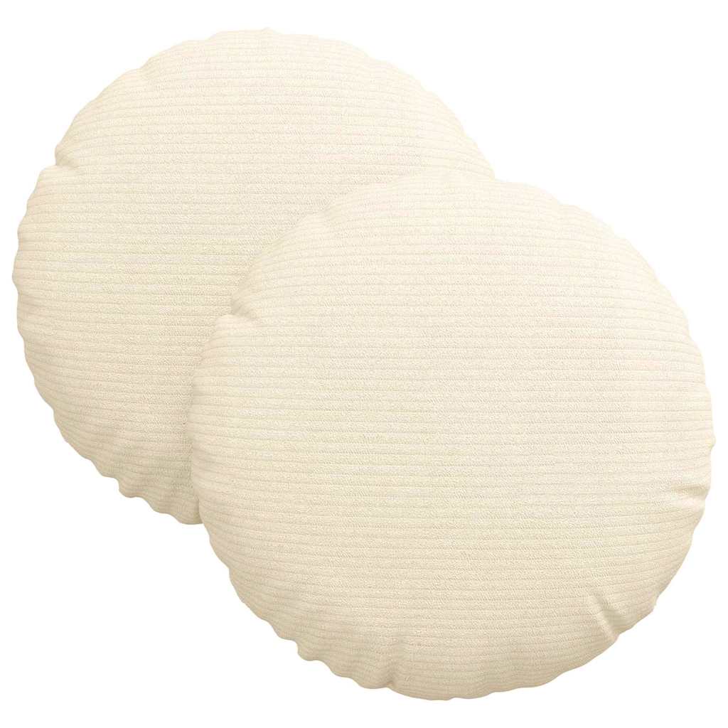 Cuscini per Seduta 2 pcs Crema Ã˜ 30 cm Tessuto in Cords