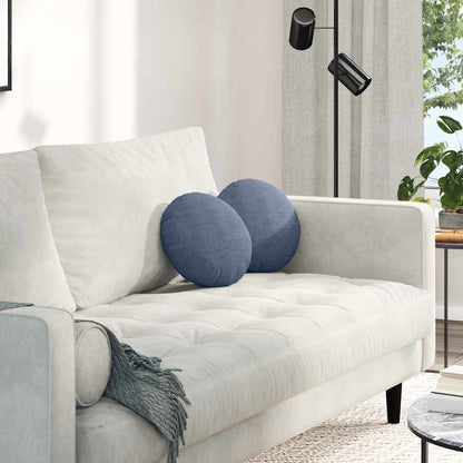 Cuscini per Seduta 2 pcs Blu Ã˜ 30 cm Tessuto in Cords