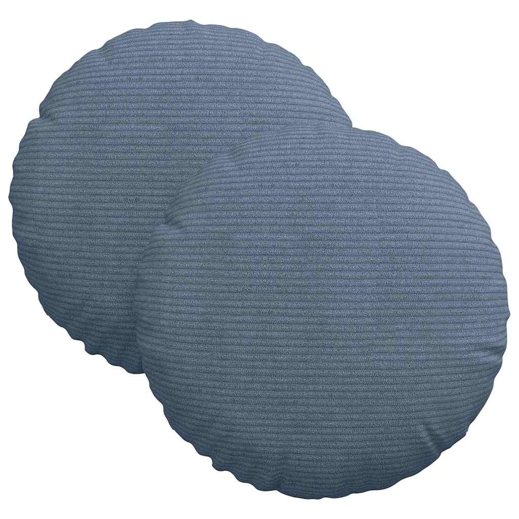 Cuscini per Seduta 2 pcs Blu Ã˜ 30 cm Tessuto in Cords