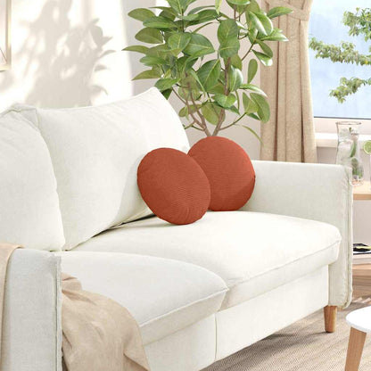 Cuscini per Seduta 2 pcs Rosso Arancio Ã˜ 30 cm Tessuto in Cords