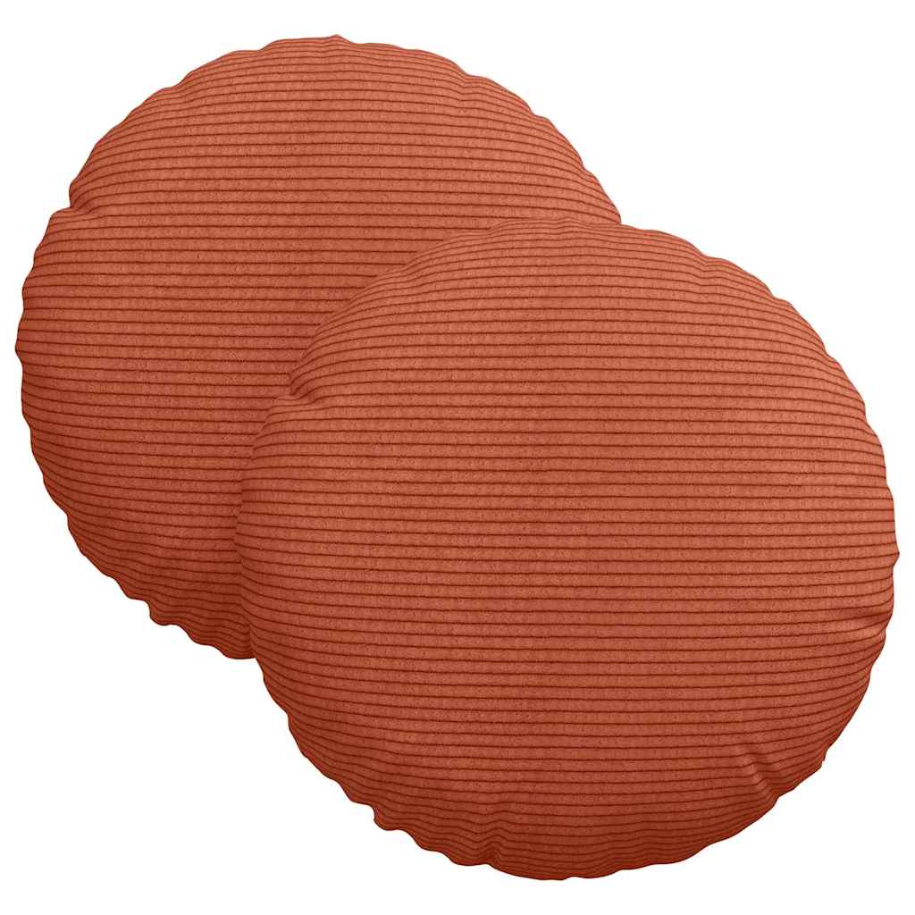 Cuscini per Seduta 2 pcs Rosso Arancio Ã˜ 30 cm Tessuto in Cords