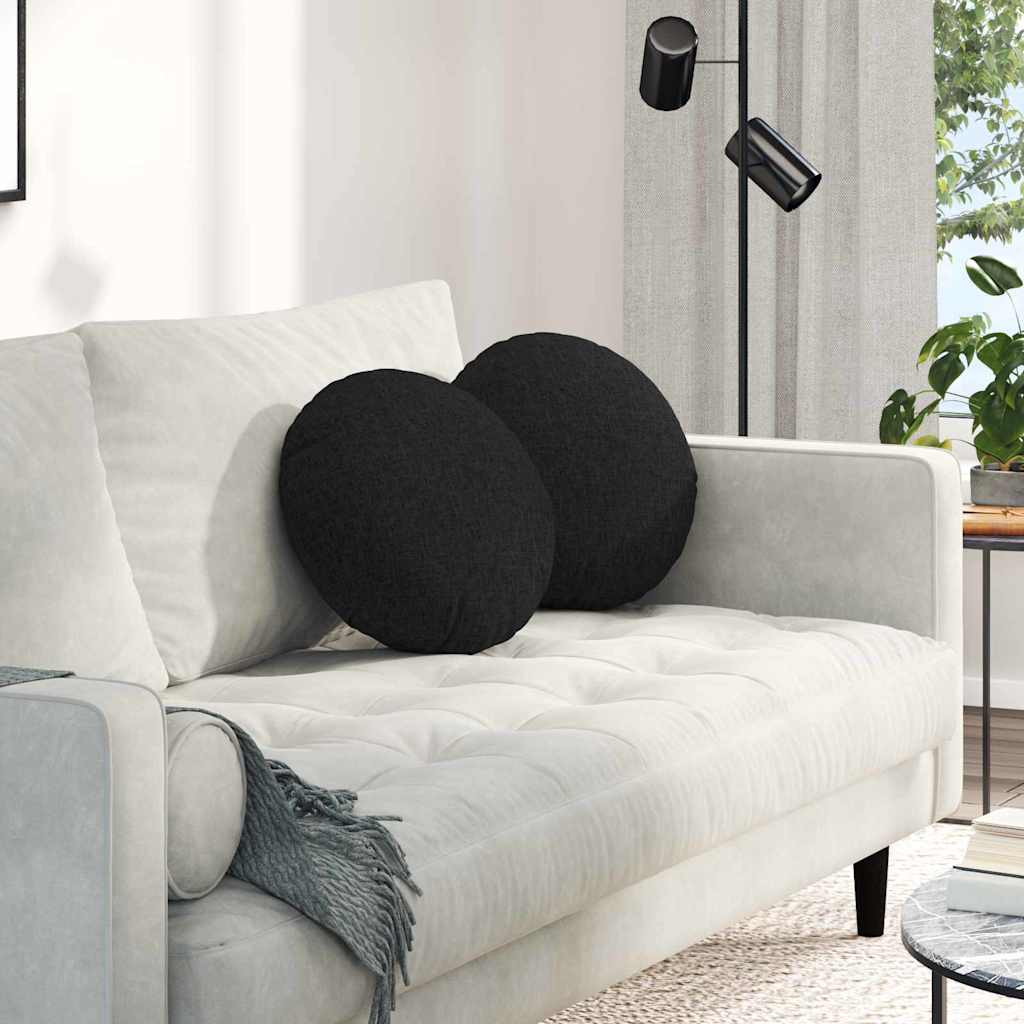 Cuscini per Seduta 2 pcs Nero Ã˜40 x 13 cm Tessuto