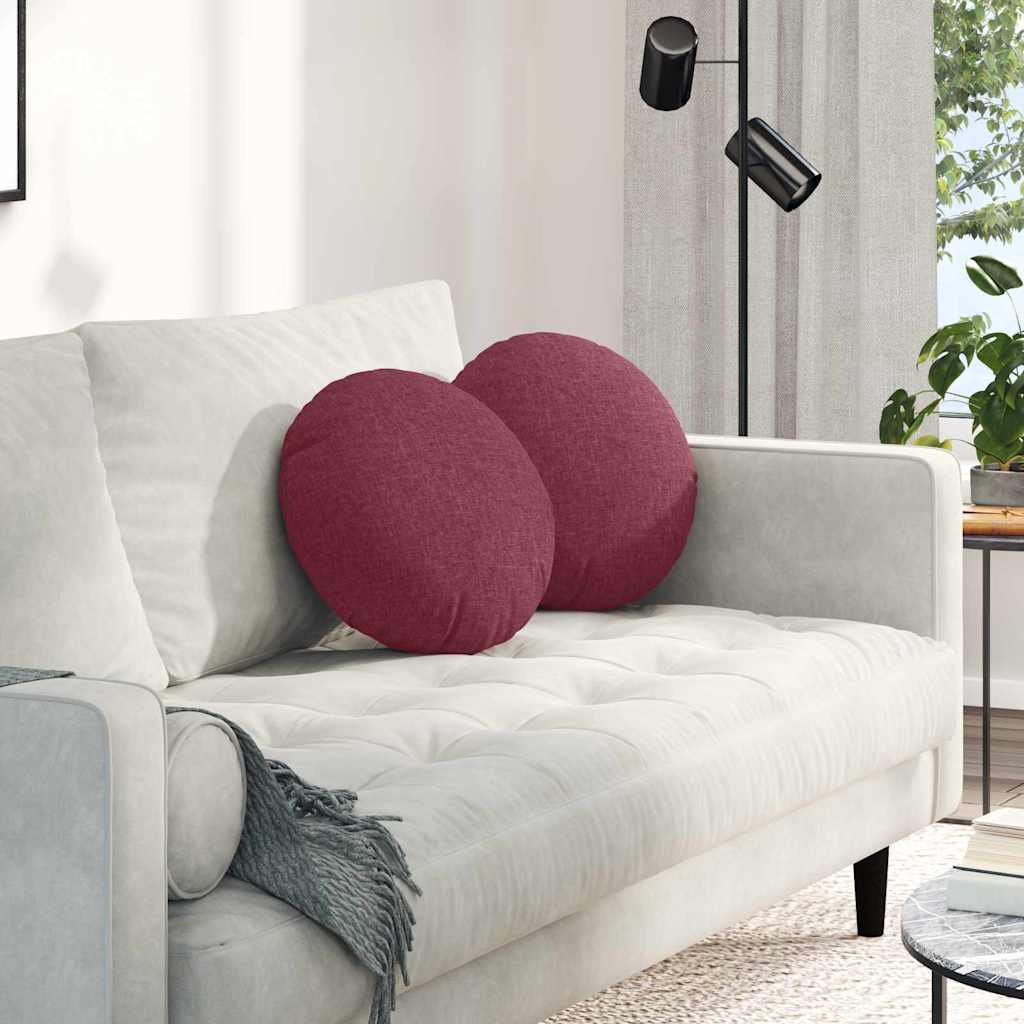 Cuscini per Seduta 2 pcs Rosso Vino Ã˜40 x 13 cm Tessuto