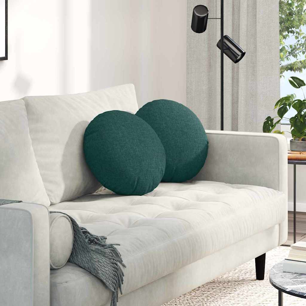 Cuscini per Seduta 2 pcs Verde Scuro Ã˜40 x 13 cm Tessuto