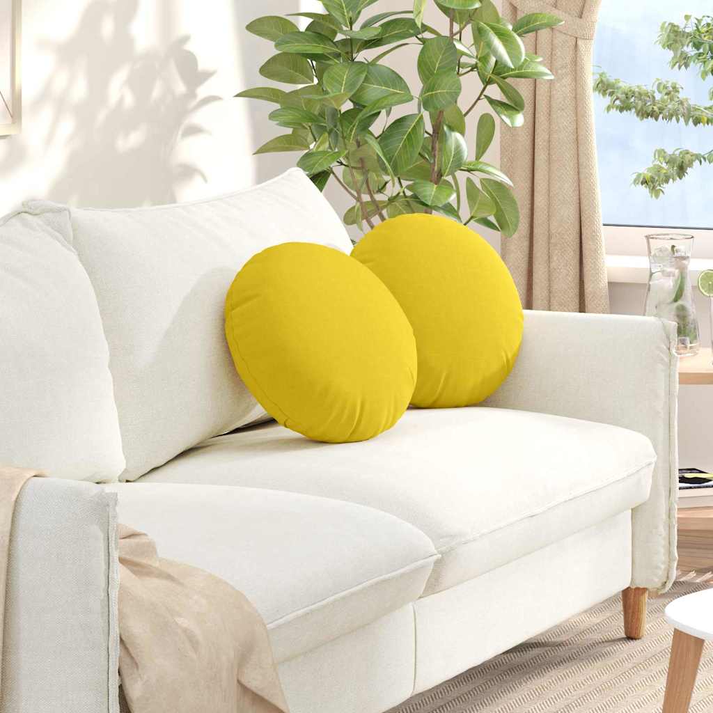 Cuscini per Seduta 2 pcs Giallo Chiaro Ã˜40 x 13 cm Tessuto