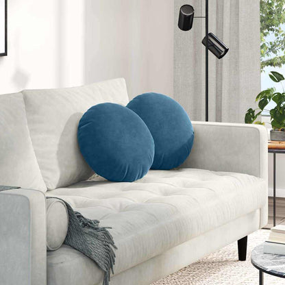 Cuscini per Seduta 2 pcs Blu Ã˜ 40 x 13 cm Velluto