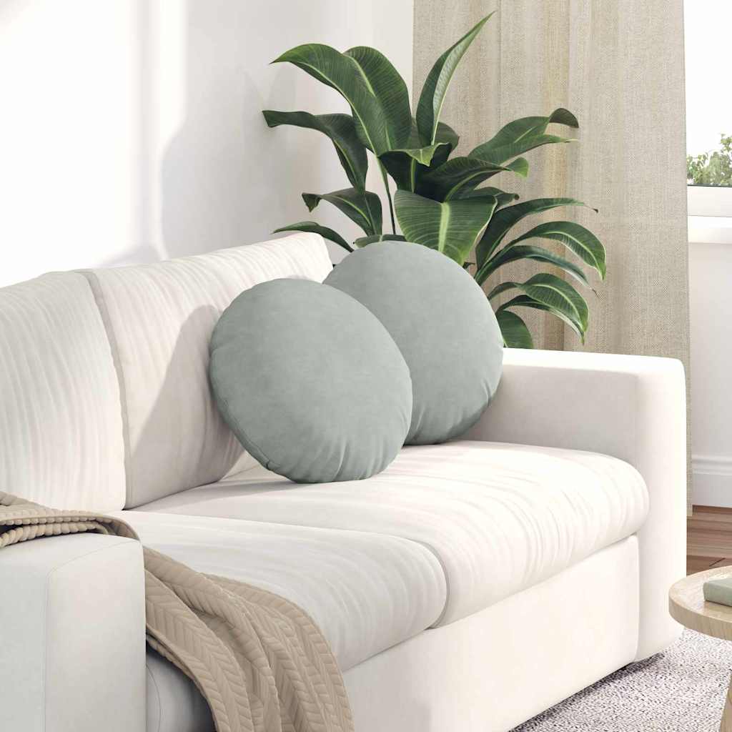 Cuscini per Seduta 2 pcs Grigio chiaro Ã˜ 40 x 13 cm Velluto