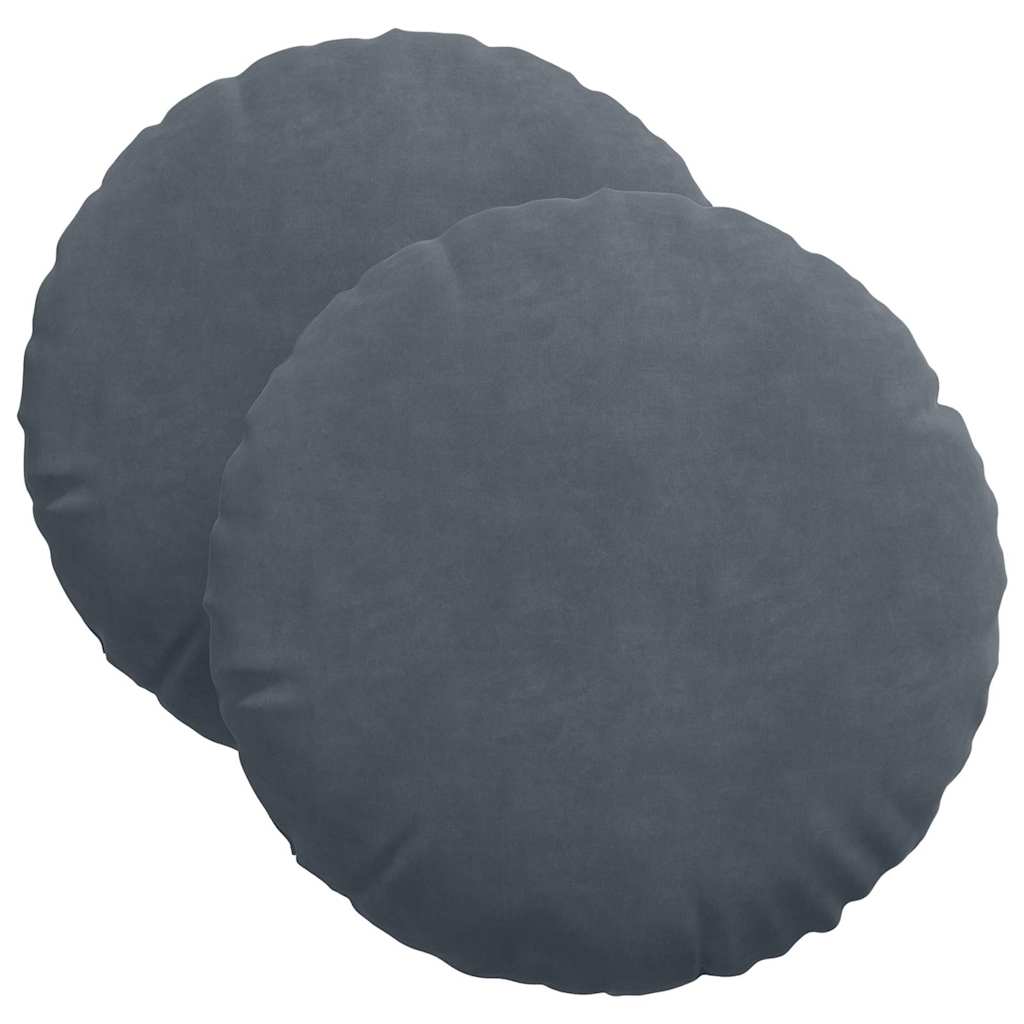 Cuscini per Seduta 2 pcs Grigio scuro Ã˜ 40 x 13 cm Velluto