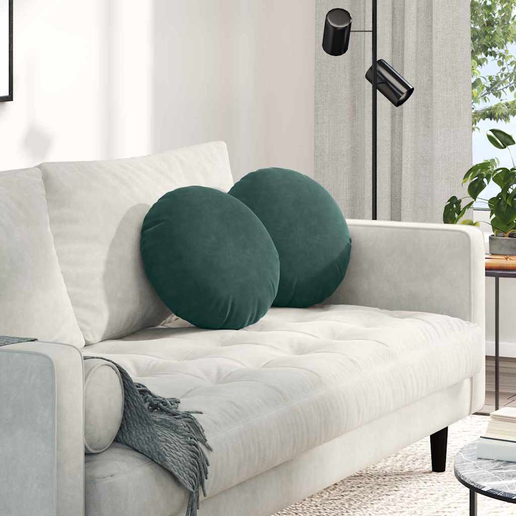 Cuscini per Seduta 2 pcs Verde Scuro Ã˜ 40 x 13 cm Velluto