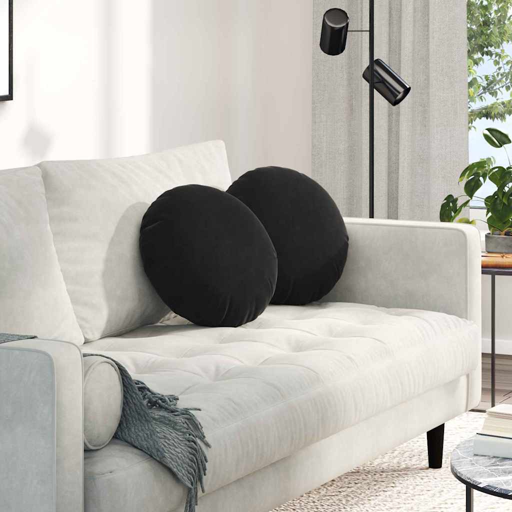Cuscini per Seduta 2 pcs Nero Ã˜ 40 x 13 cm Velluto