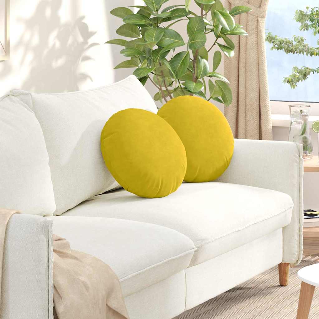 Cuscini per Seduta 2 pcs Giallo Ã˜ 40 x 13 cm Velluto