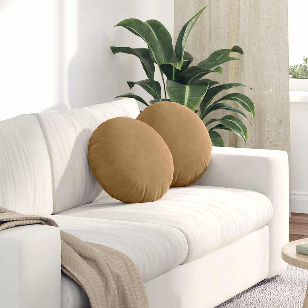Cuscini per Seduta 2 pcs Marrone Ã˜ 40 x 13 cm Velluto
