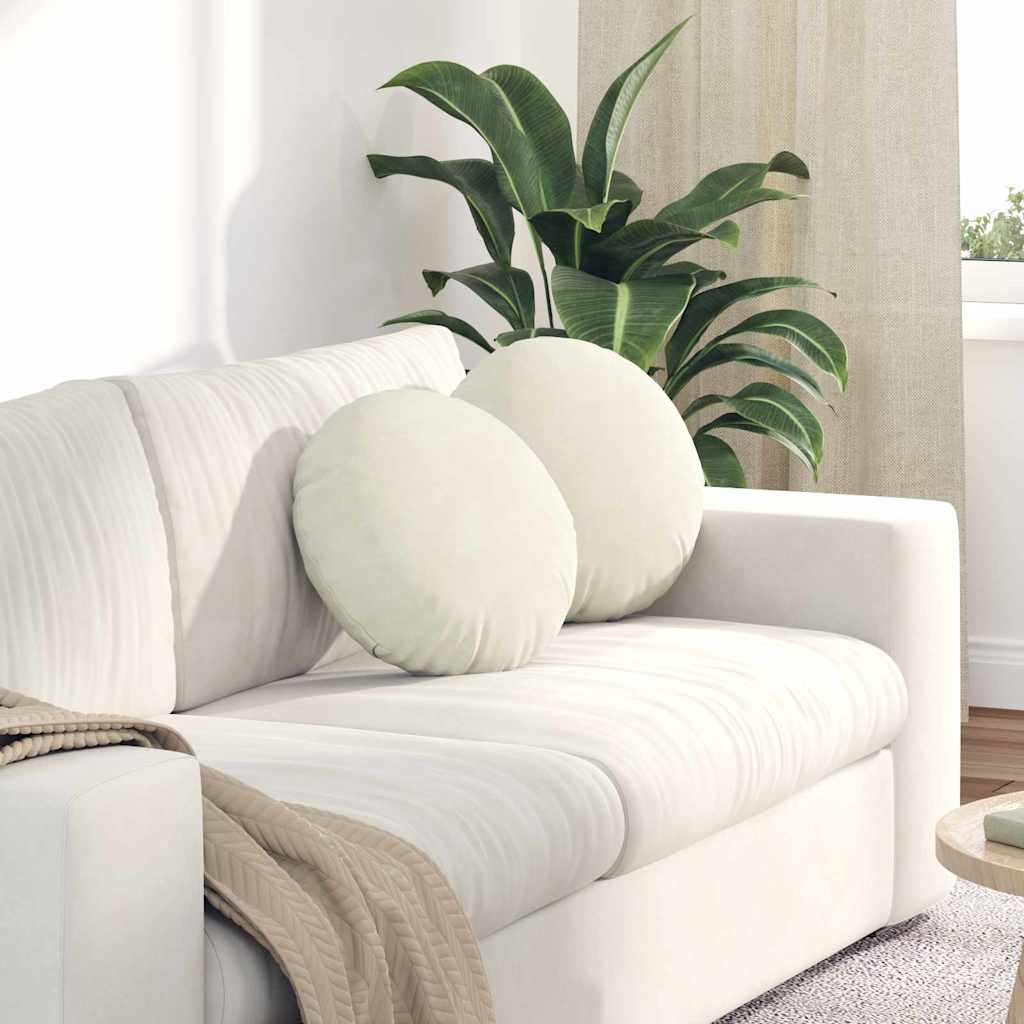 Cuscini per Seduta 2 pcs Crema Ã˜ 40 x 13 cm Velluto