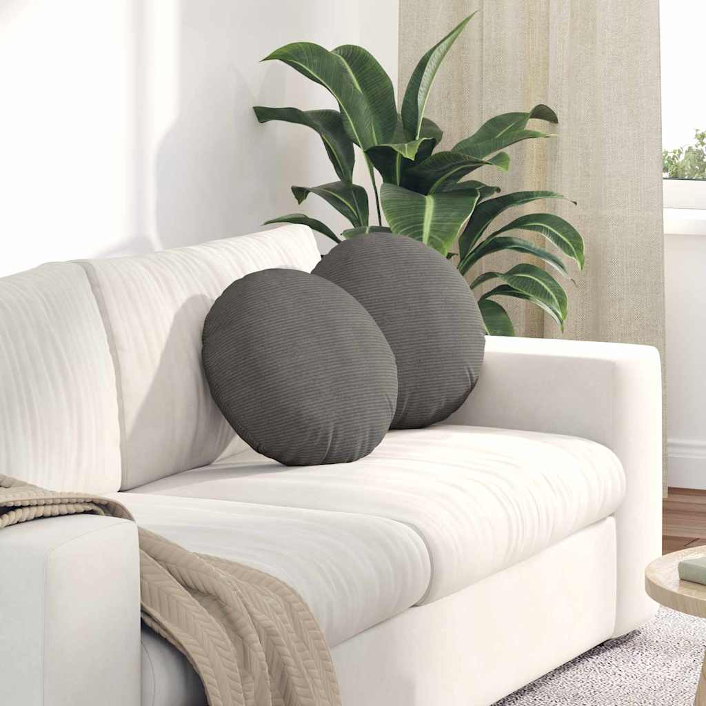 Cuscini per Seduta 2 pcs Grigio chiaro Ã˜ 40 cm Tessuto in Cords