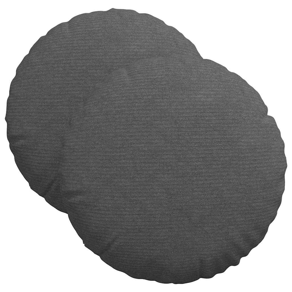 Cuscini per Seduta 2 pcs Grigio scuro Ã˜ 40 cm Tessuto in Cords