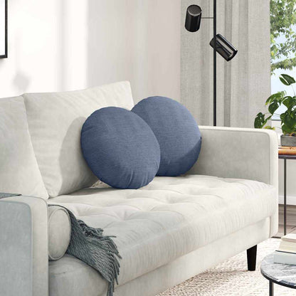 Cuscini per Seduta 2 pcs Blu Ã˜ 40 cm Tessuto in Cords