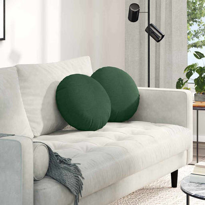 Cuscini per Seduta 2 pcs Verde Scuro Ã˜ 40 cm Tessuto in Cords