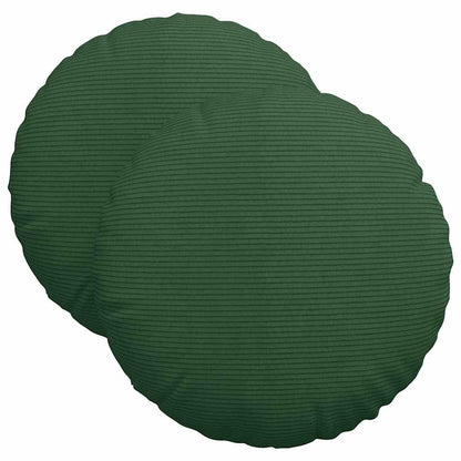 Cuscini per Seduta 2 pcs Verde Scuro Ã˜ 40 cm Tessuto in Cords
