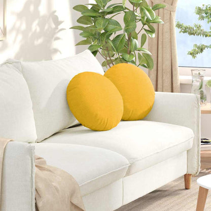 Cuscini per Seduta 2 pcs Giallo Chiaro Ã˜ 40 cm Tessuto in Cords