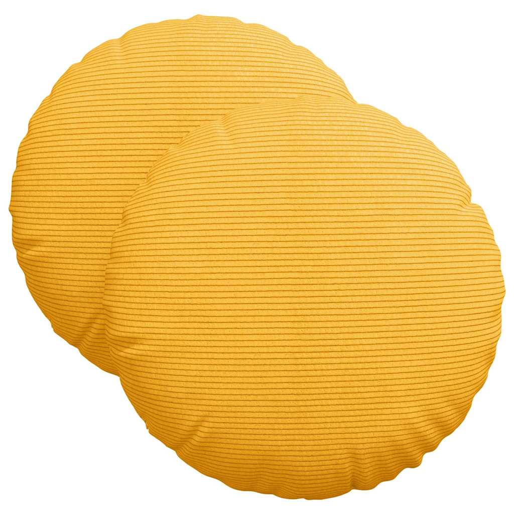 Cuscini per Seduta 2 pcs Giallo Chiaro Ã˜ 40 cm Tessuto in Cords