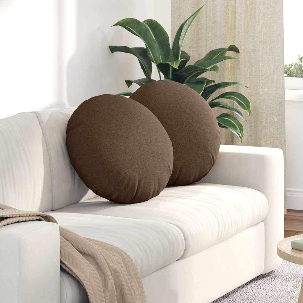 Cuscini per Seduta 2 pcs Marrone Ã˜50 x 19 cm Tessuto