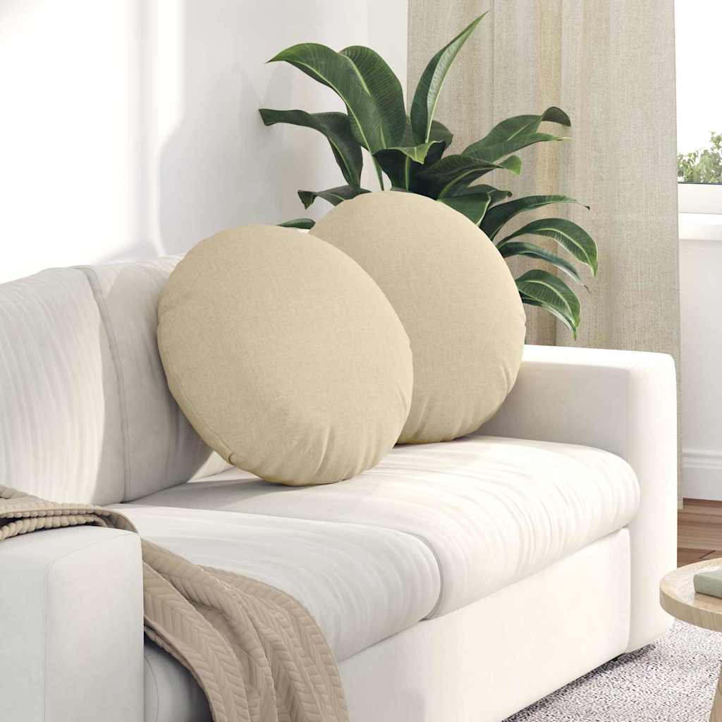 Cuscini per Seduta 2 pcs Crema Ã˜50 x 19 cm Tessuto