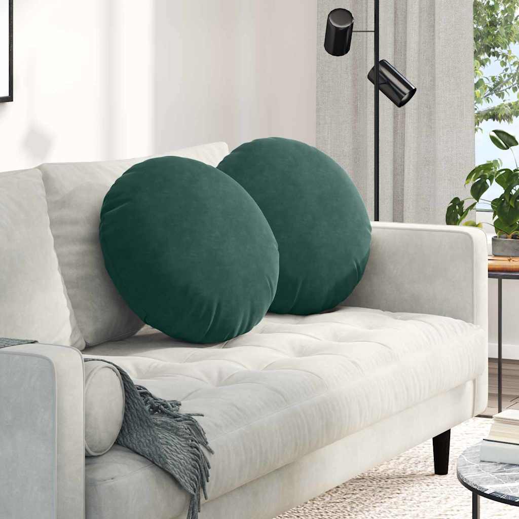 Cuscini per Seduta 2 pcs Verde Scuro Ã˜ 40 x 13 cm Velluto