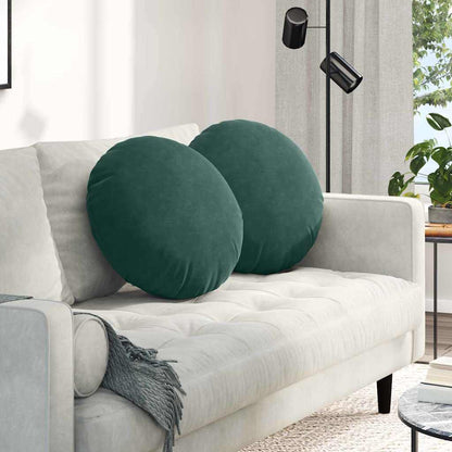 Cuscini per Seduta 2 pcs Verde Scuro Ã˜ 40 x 13 cm Velluto