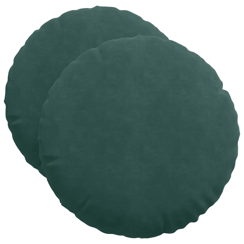 Cuscini per Seduta 2 pcs Verde Scuro Ã˜ 40 x 13 cm Velluto