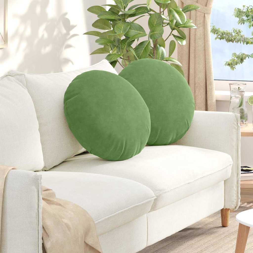 Cuscini per Seduta 2 pcs Verde chiaro Ã˜ 40 x 13 cm Velluto