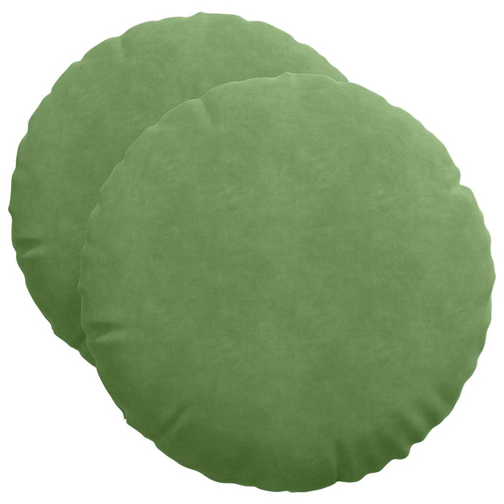 Cuscini per Seduta 2 pcs Verde chiaro Ã˜ 40 x 13 cm Velluto