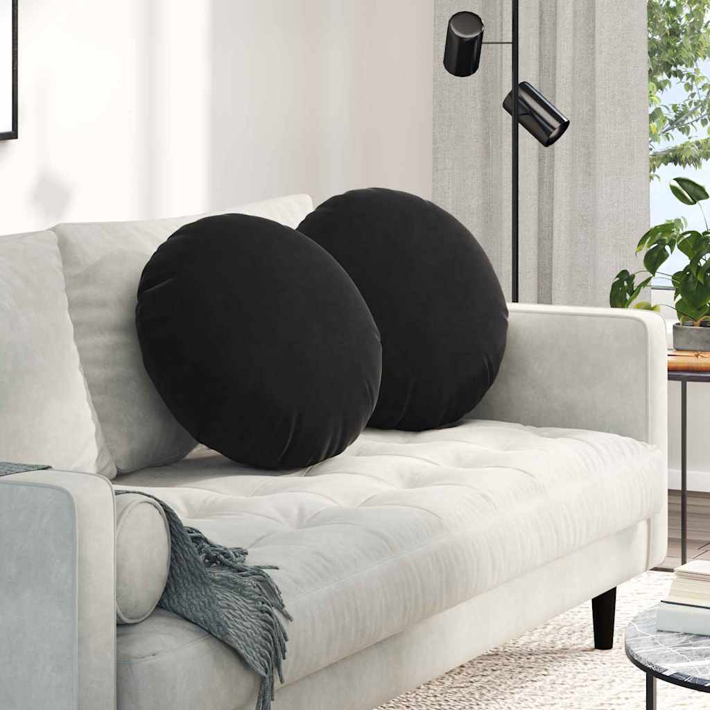 Cuscini per Seduta 2 pcs Nero Ã˜ 40 x 13 cm Velluto