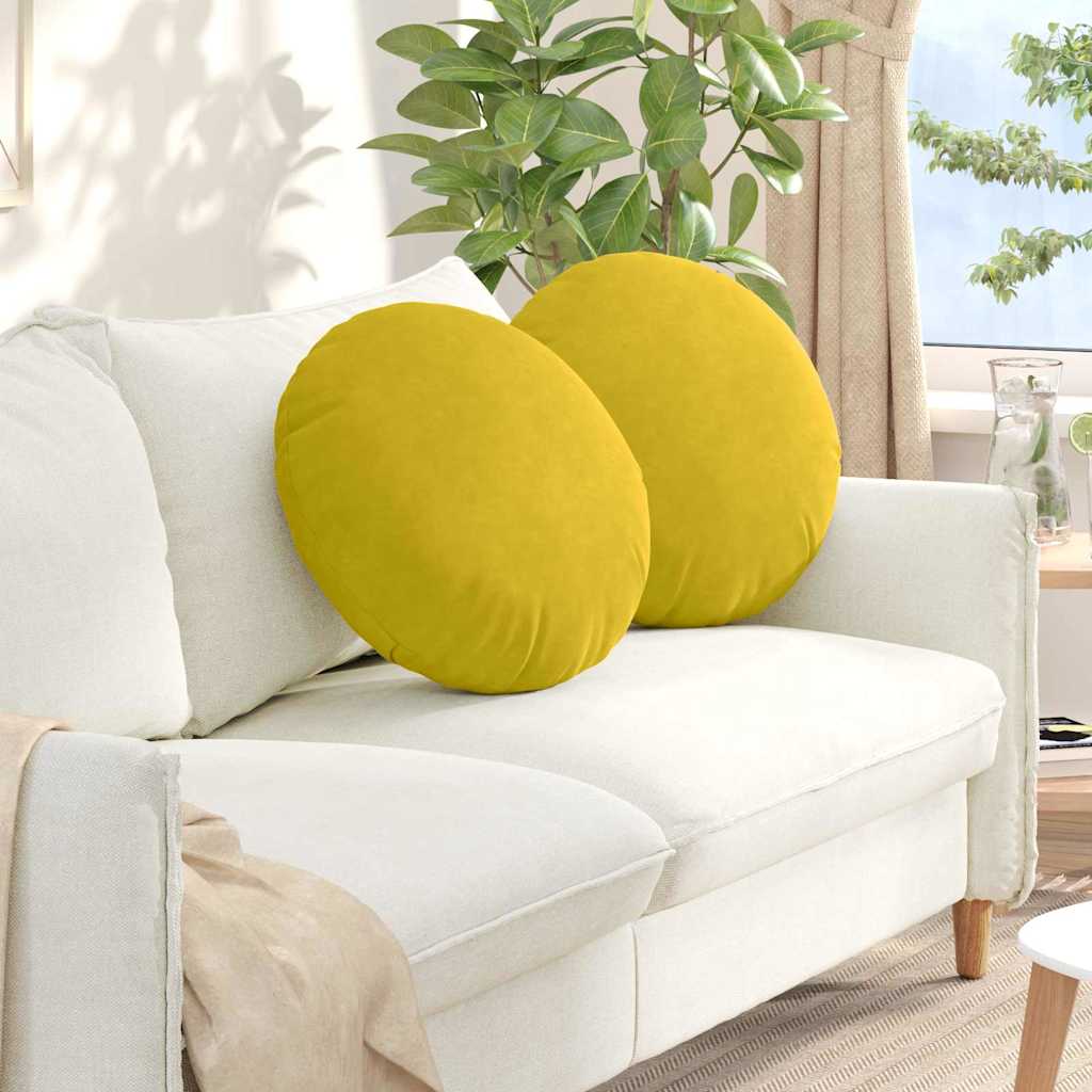 Cuscini per Seduta 2 pcs Giallo Ã˜ 40 x 13 cm Velluto