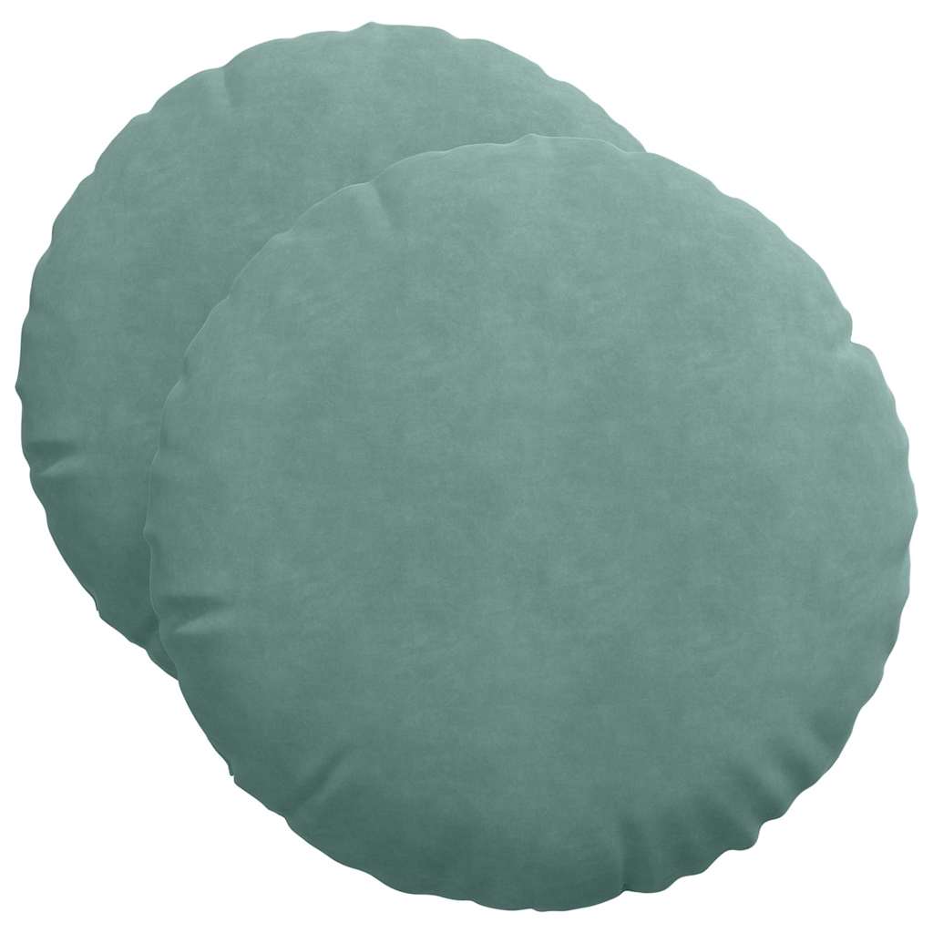 Cuscini per Seduta 2 pcs Verde Mare Ã˜ 40 x 13 cm Velluto