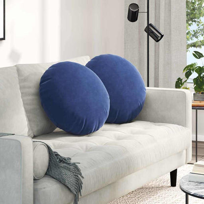 Cuscini per Seduta 2 pcs Blu Polizia Ã˜ 40 x 13 cm Velluto