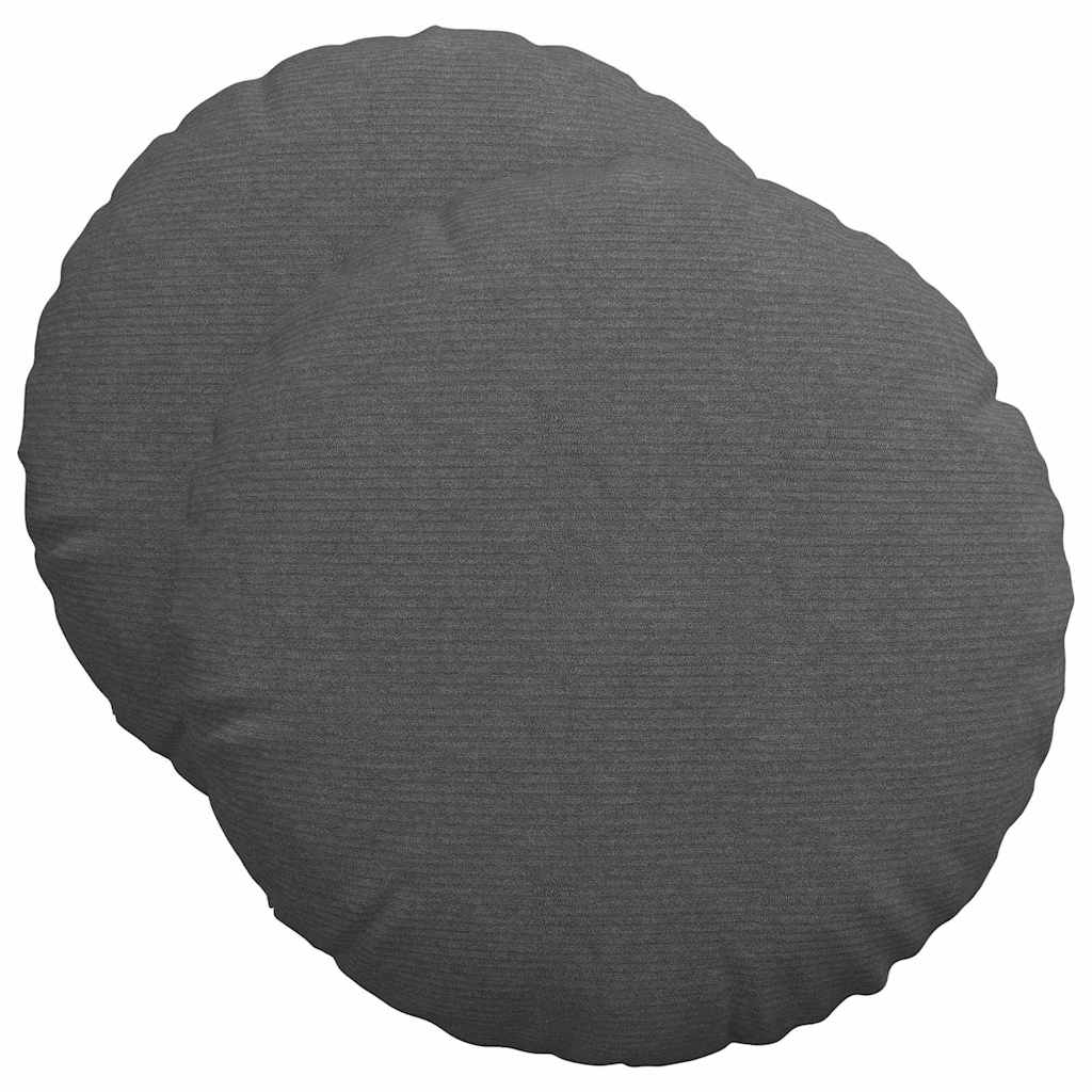 Cuscini per Seduta 2 pcs Grigio scuro Ã˜ 50 cm Tessuto in Cords