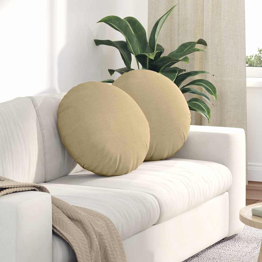 Cuscini per Seduta 2 pcs Grigio Verde Ã˜ 50 cm Tessuto in Cords