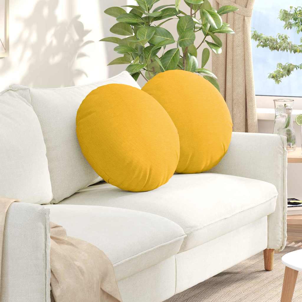 Cuscini per Seduta 2 pcs Giallo Chiaro Ã˜ 50 cm Tessuto in Cords
