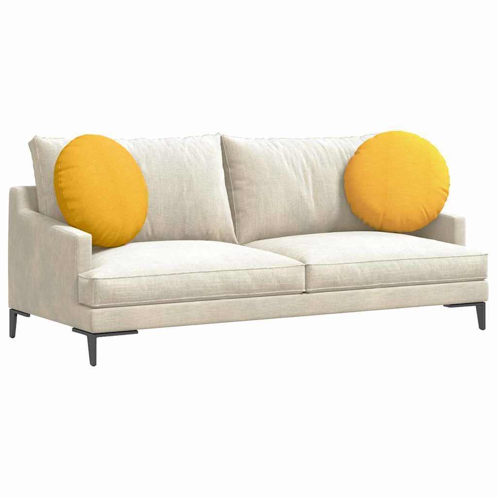 Cuscini per Seduta 2 pcs Giallo Chiaro Ã˜ 50 cm Tessuto in Cords